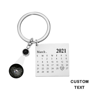 Gift for Love Custom Photo Projection Keychain Personalized Keychain Calendar Keyring Anniversary Gift