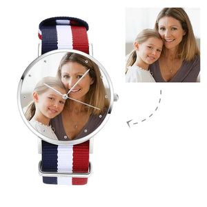 Unisex Engraved Photo Watch Color Nylon Strap 40mm