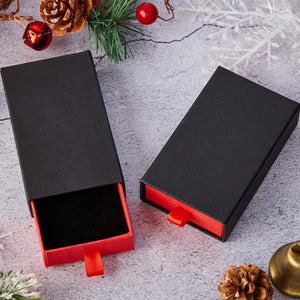 Kraft Paper Drawer Box Black Cardboard Gift Box with Sponge for Jewelry Bracelet Ring Gift Packaging