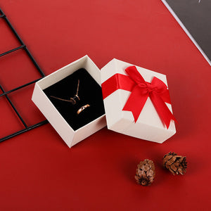 Jewelry Box Bow Tie Ribbon Necklace Storage Box - Red