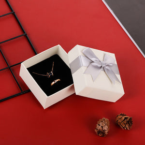 Jewelry Box Bow Tie Ribbon Necklace Storage Box - Grey