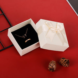 Jewelry Box Bow Tie Ribbon Necklace Storage Box - White
