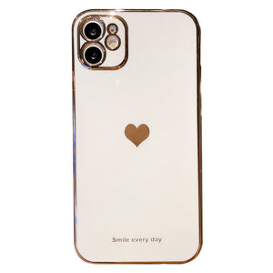 Cute Love Heart Cube Straight Edge Compatible with iPhone Case