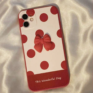 Phone Case Red Bow Dot iPhone Cute Soft Case