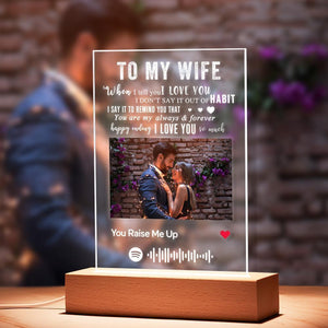TO MY WIFE - Personalized Spotify Code Music Plaque Night Light(5.9in x 7.7in)