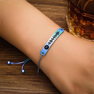 Spotify Code Music Bracelet Stainless Steel Custom Bracelet Blue