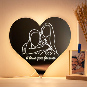 Personalized Photo Heart Mirror Colorful Lamp Line Drawing Led Night Light Exquisite Home Gifts - Getcustomphonecase
