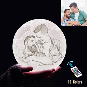 Personalized 3D Printing Photo&Engraved Earth Lamp - For Friends - Remote Control 16 Colors(10cm-20cm)