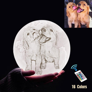 Personalized 3D Printing Photo&Engraved Earth Lamp - For Pet Lover - Remote Control 16 Colors(10cm-20cm)