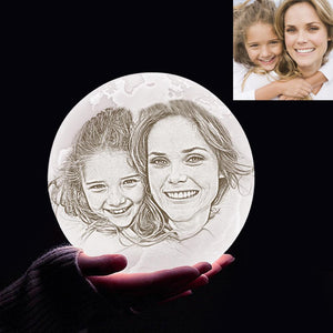 Personalized 3D Printing Photo&Engraved Earth Lamp - For MUM - Touch 2 Colors(10cm-20cm)