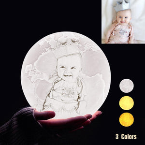 Personalized 3D Printing Photo&Engraved Earth Lamp - For Baby - Tap 3 Colors(10cm-20cm)