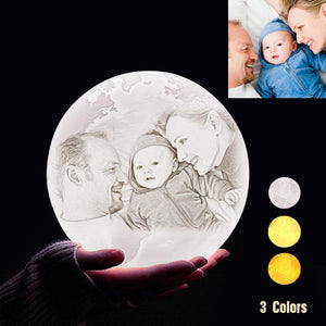 Personalized 3D Printing Photo&Engraved Earth Lamp - For Family - Tap 3 Colors(10cm-20cm)