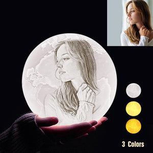 Personalized 3D Printing Photo&Engraved Earth Lamp - For Lover - Tap 3 Colors(10cm-20cm)