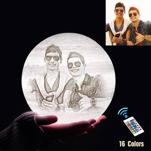 Personalized 3D Printing Photo&Engraved Jupiter Lamp - For Friends - Remote Control 16 Colors(10cm-20cm)