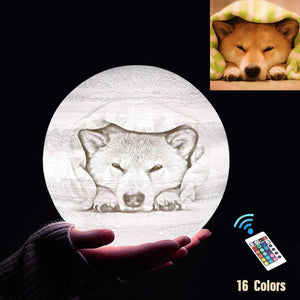 Personalized 3D Printing Photo&Engraved Jupiter Lamp - For Pet Lover - Remote Control 16 Colors(10cm-20cm)