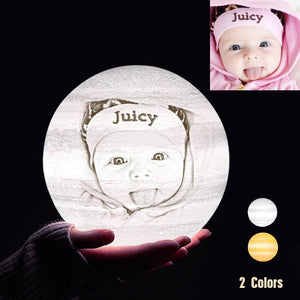 Personalized 3D Printing Photo&Engraved Jupiter Lamp - For Baby - Touch 2 Colors(10cm-20cm)