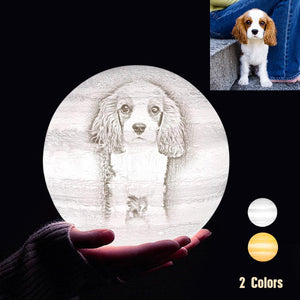 Personalized 3D Printing Photo&Engraved Jupiter Lamp - For Pet Lover - Touch 2 Colors(10cm-20cm)