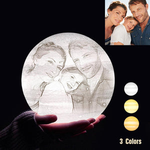 Personalized 3D Printing Photo&Engraved Jupiter Lamp - For Family - Tap 3 Colors(10cm-20cm)