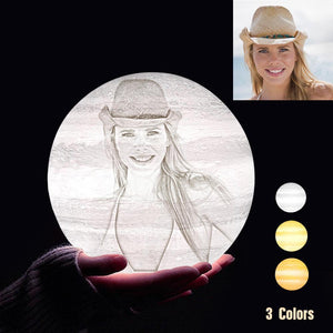 Personalized 3D Printing Photo&Engraved Jupiter Lamp - For Lover - Tap 3 Colors(10cm-20cm)