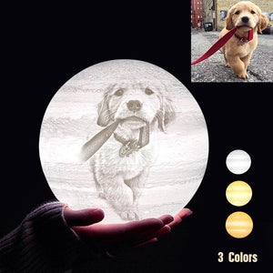Personalized 3D Printing Photo&Engraved Jupiter Lamp - For Pet Lover - Tap 3 Colors(10cm-20cm)