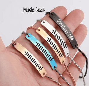 Scannable Code Music Bracelet Stainless Steel Custom Bracelet Silver