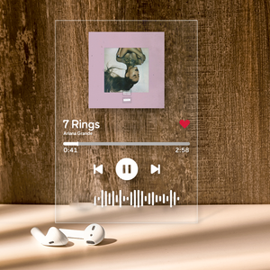 Custom Photo Glass Art Custom Music Code Plaque (4.7in x 6.3in)