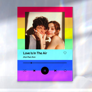 Custom Rainbow Background Photo Plaue Acrylic Text Keychain Personalized Gift