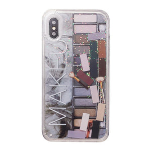 Liquid Quicksand Case Glitter Shinny Sequins Cosmetic Eye Shadow Box iPhone Case